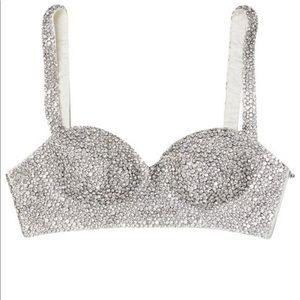 Moschino Silver Embellished Bra